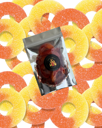 Aros de durazno enchilados