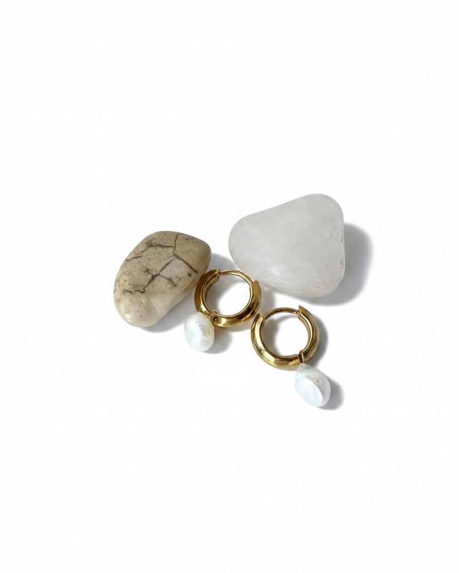 Mini hoops con perla de rio