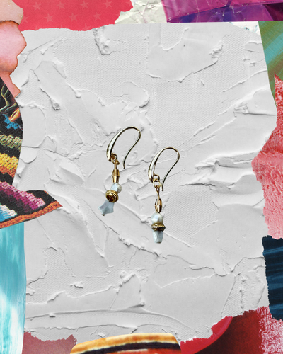Aretes con perla de rio y estrellita
