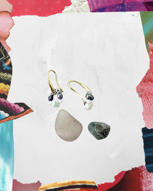 Aretes con perla de rio