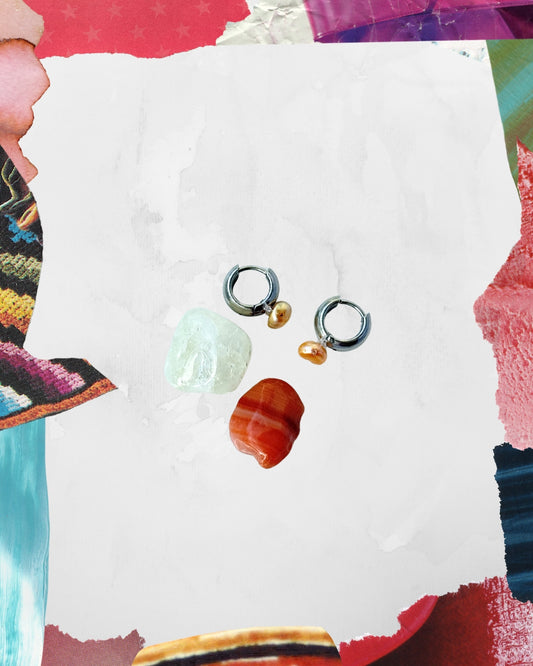 Mini hoops con perla de rio