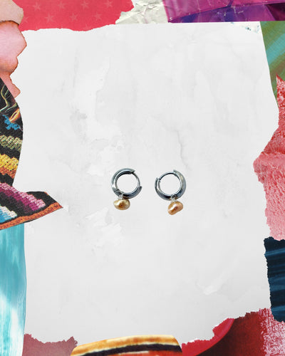 Mini hoops con perla de rio