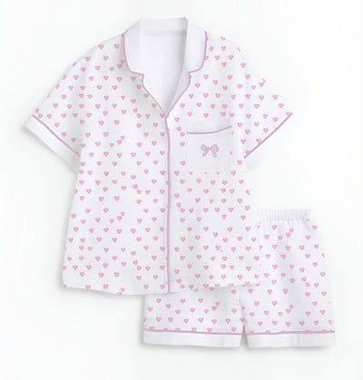 Pijama Manga Corta Short Corazones Rosas