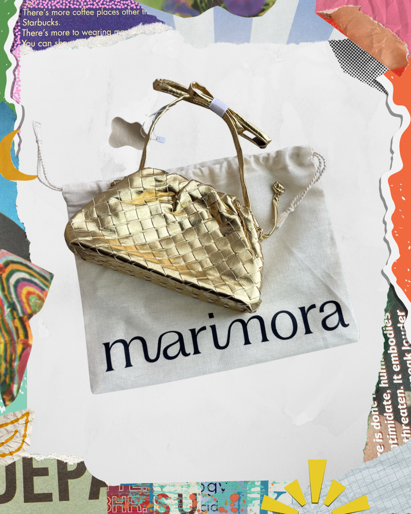 BOLSA CRUZADA TEJIDA DORADO