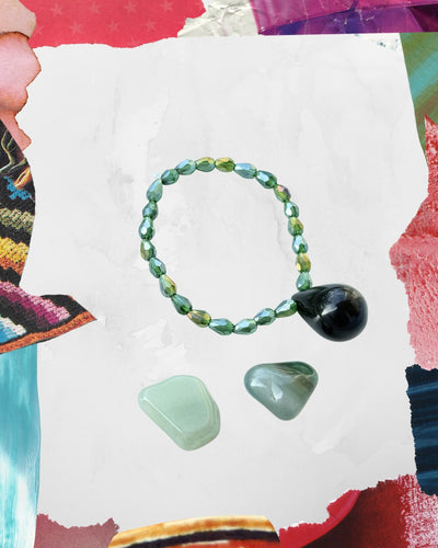 Brazalete verde con cuarzo CHOCO MINT