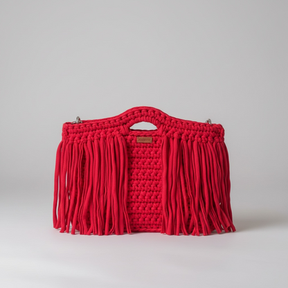 Bolsa de macrame rectangular Rojo