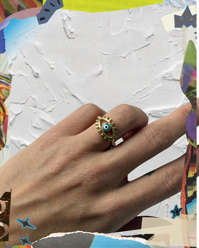 Anillo ojo azul turqueza
