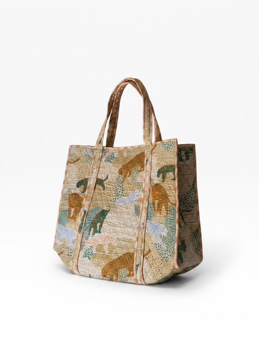 Tote beige con tigres