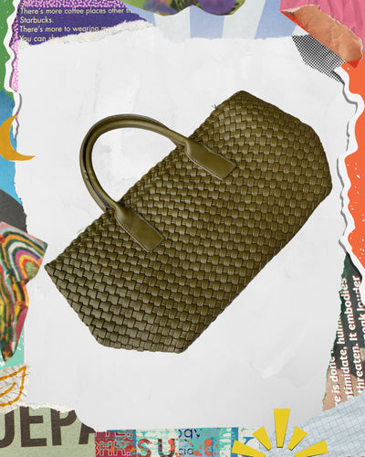 BOLSA DE MANO TEJIDA VERDE OLIVO