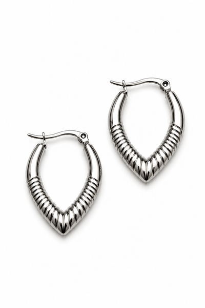 Aretes plateados hoja larga