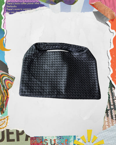 BOLSA DE HOMBRO TEJIDA NEGRA
