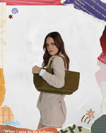 BOLSA DE MANO TEJIDA VERDE OLIVO