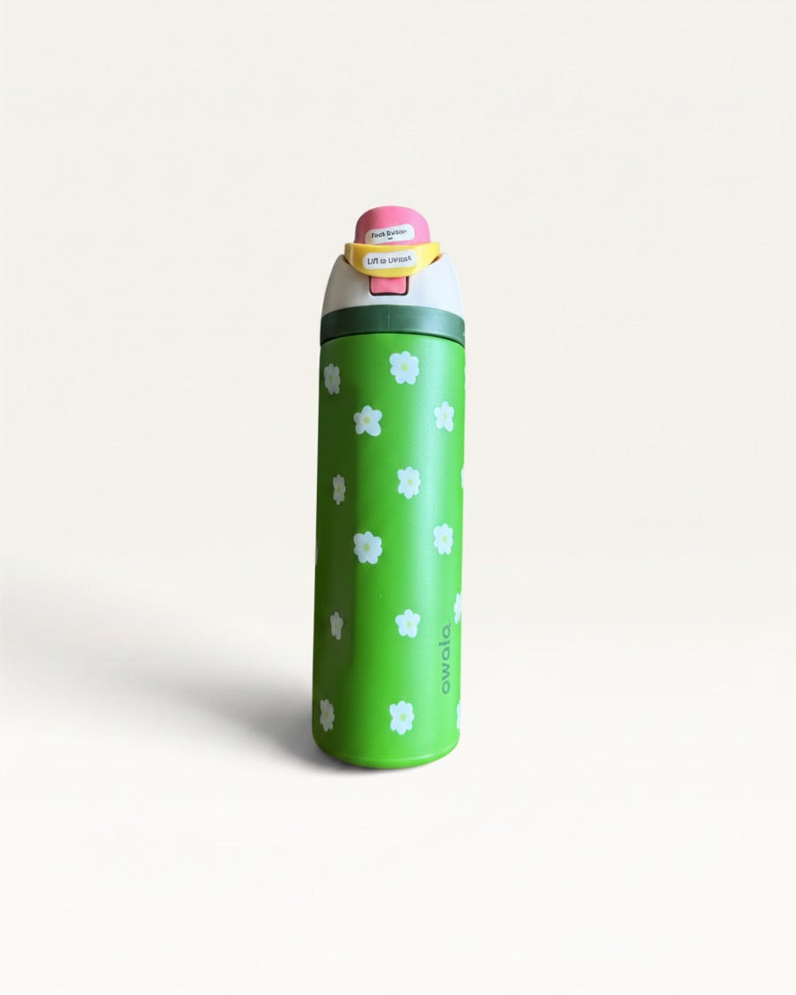 TERMO 24 OZ  VERDE CON FLORES