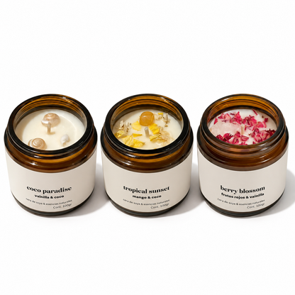 Set de Velas Coco Vainilla, Berry Blossom & Tropical Sunset