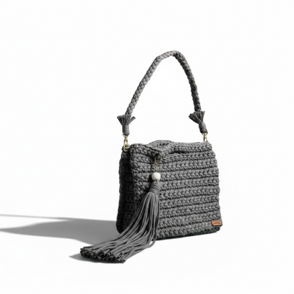Tote bag crochet macrame con barbas