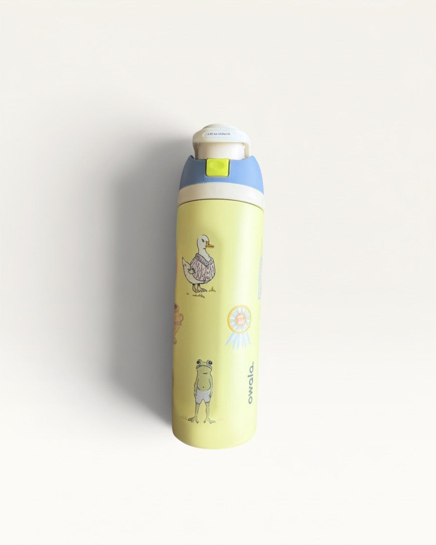 TERMO 24 OZ AMARILLO CON STICKERS