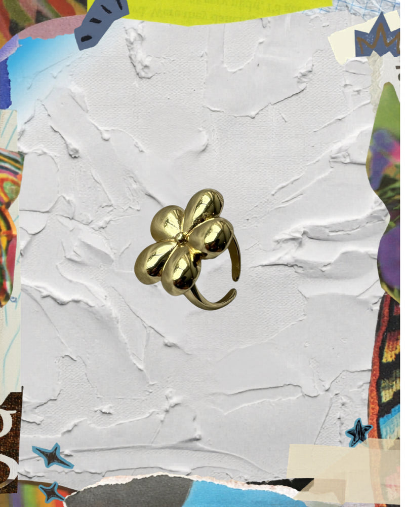 Anillo flor dorada 5 globo