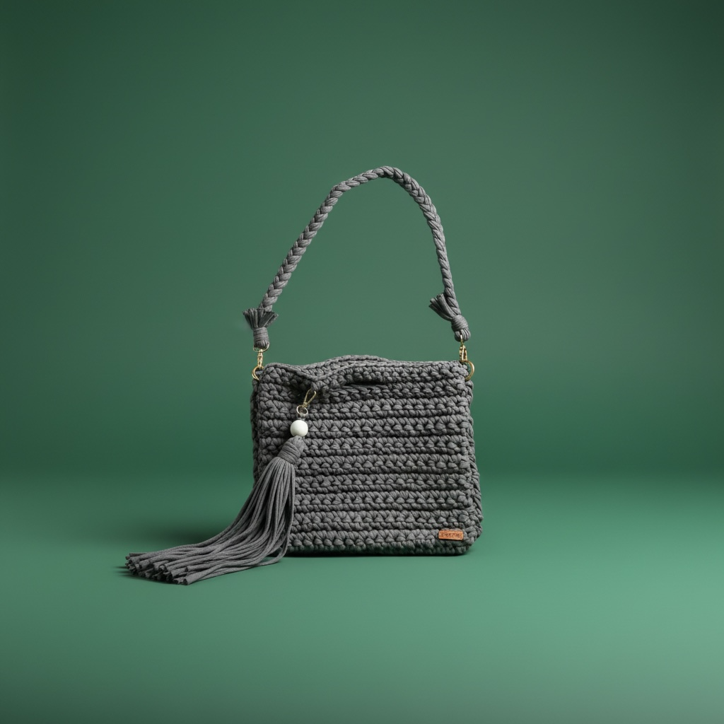 Tote bag crochet macrame con barbas