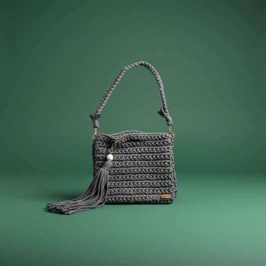 Tote bag crochet macrame con barbas