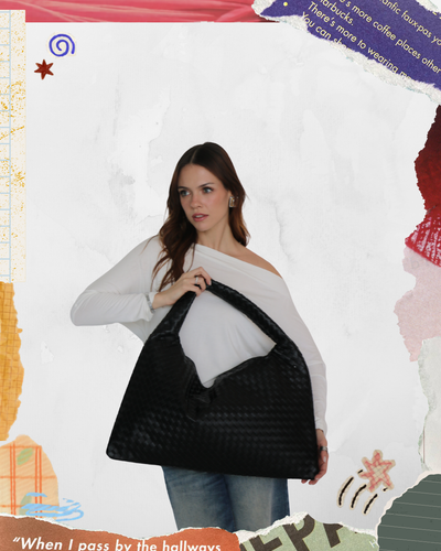 BOLSA DE HOMBRO TEJIDA NEGRA
