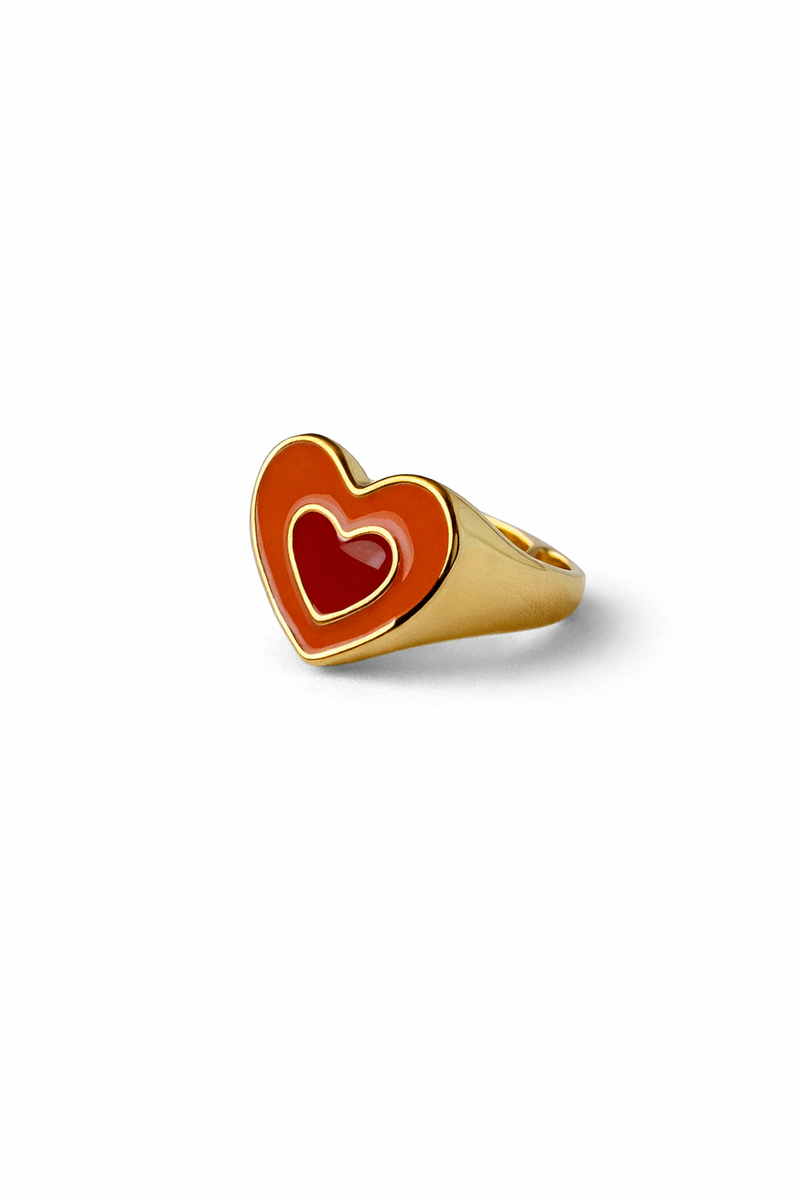 Anillo corazón naranja