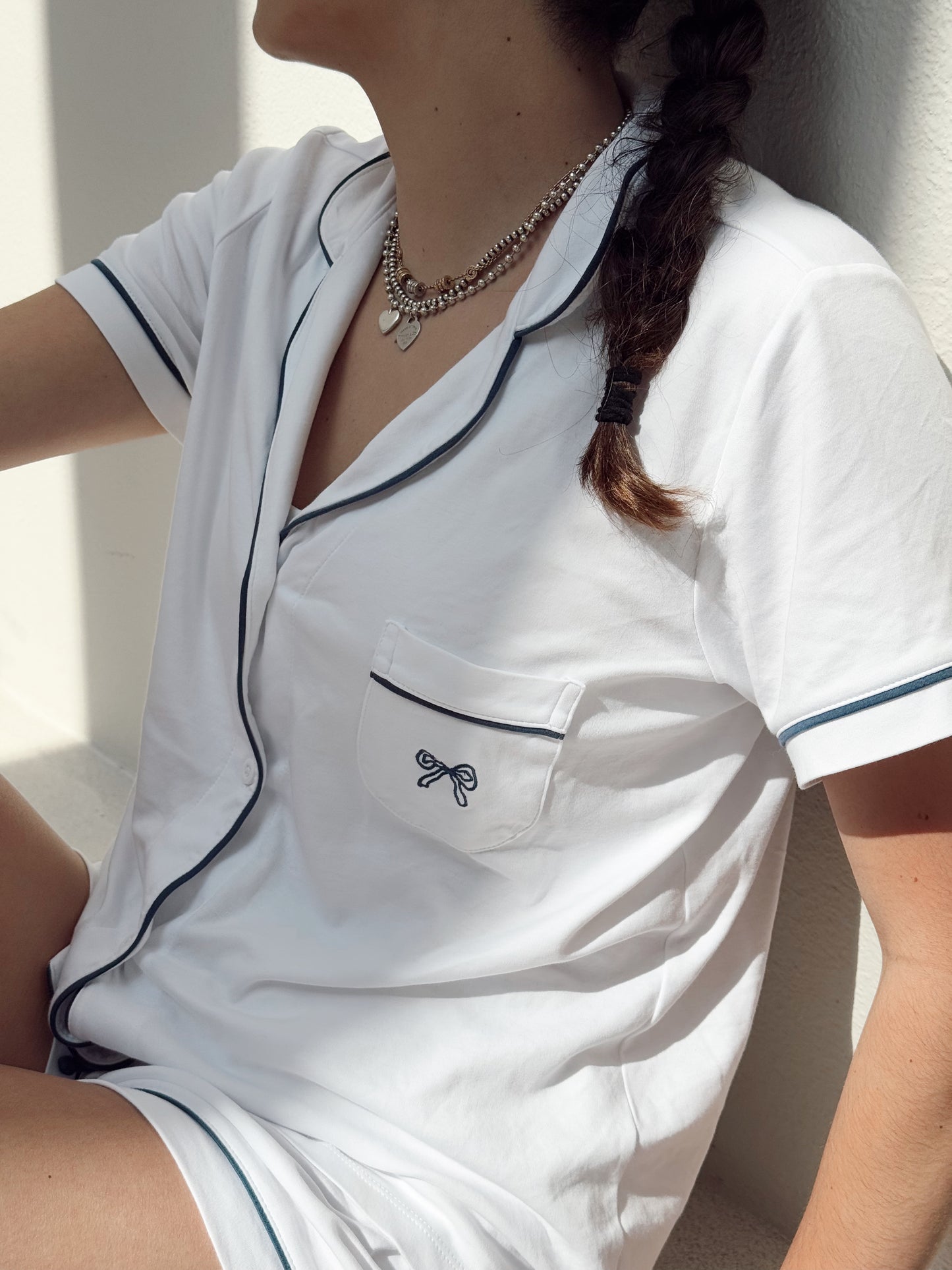 Pijama Manga Corta  Short - White