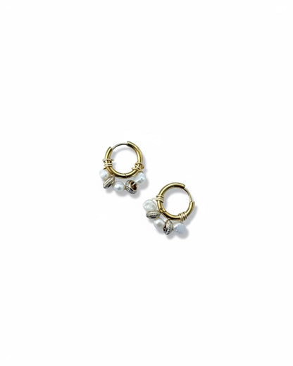 Hoops o aretes  con perla de río