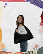 BOLSA DE HOMBRO TEJIDA NEGRA