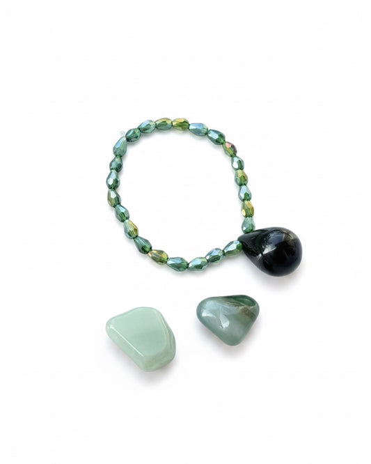 Brazalete verde con cuarzo CHOCO MINT