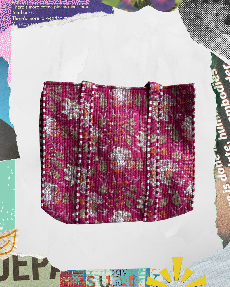 Tote Rosa con Flores
