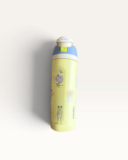 TERMO 24 OZ AMARILLO CON STICKERS