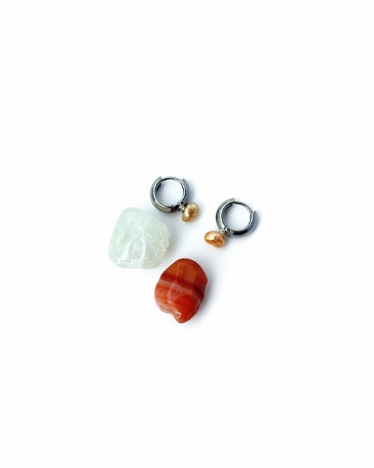 Mini hoops con perla de rio