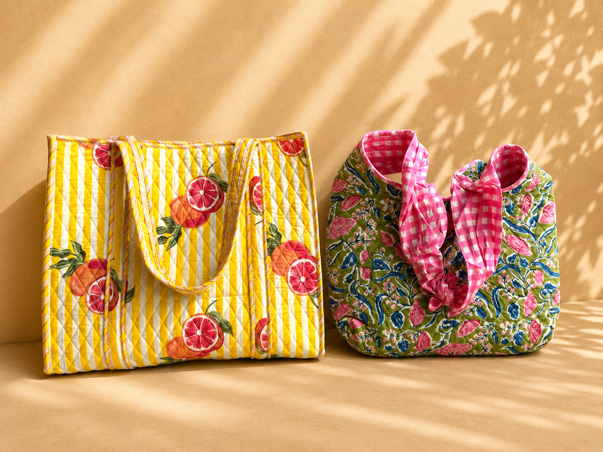 Tote con flores naranjas