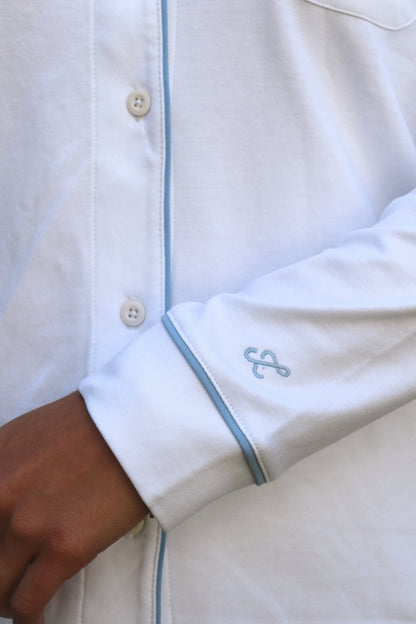 Pijama Manga Larga  Pantalón  Blanca con Baby Blue