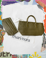 BOLSA DE MANO TEJIDA VERDE OLIVO