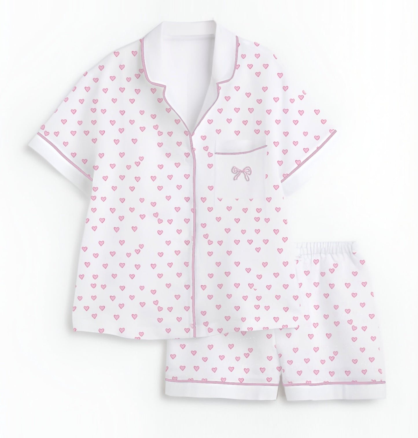 Pijama Manga Corta Short Corazones Rosas