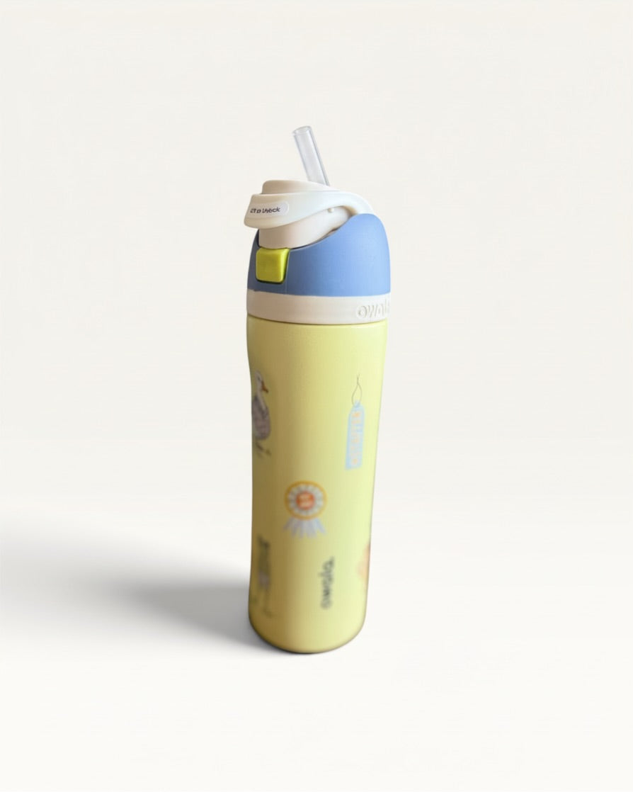 TERMO 24 OZ AMARILLO CON STICKERS