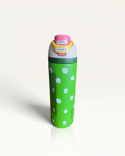 TERMO 24 OZ  VERDE CON FLORES