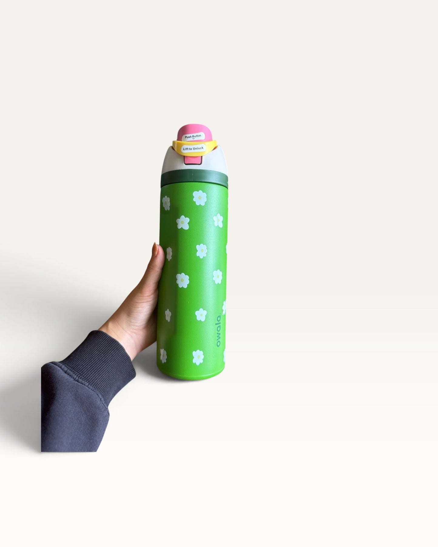 TERMO 24 OZ  VERDE CON FLORES