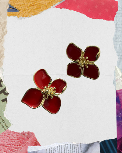 Aretes rojos flor hawaiana