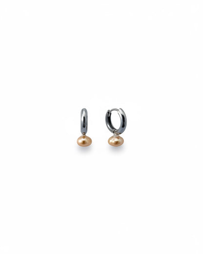 Mini hoops con perla de rio