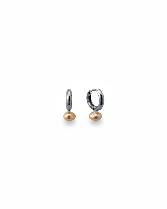 Mini hoops con perla de rio