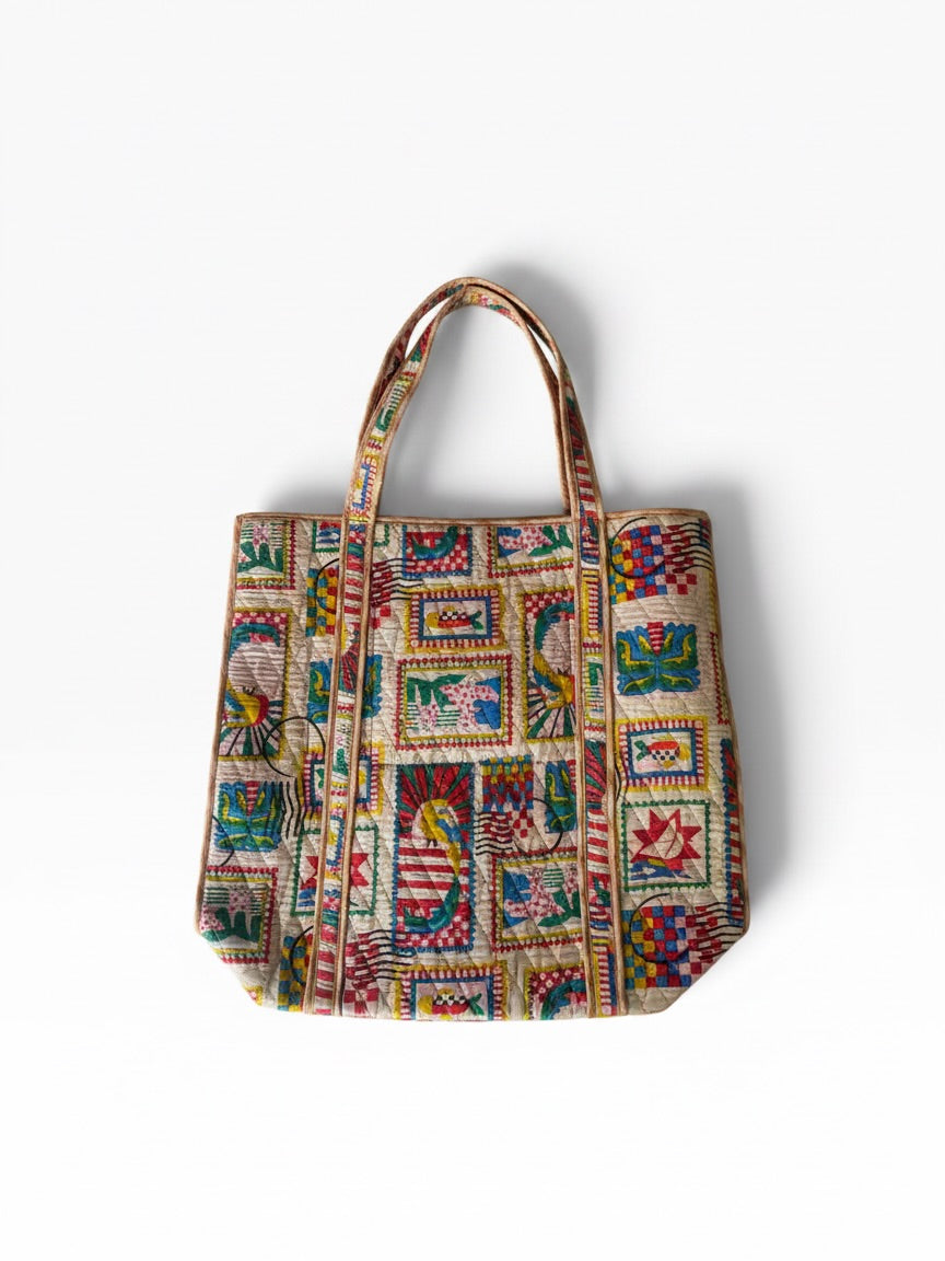 Tote beige con estampas