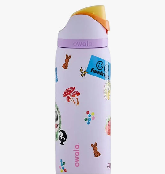 Termo morado con stickers 24 OZ