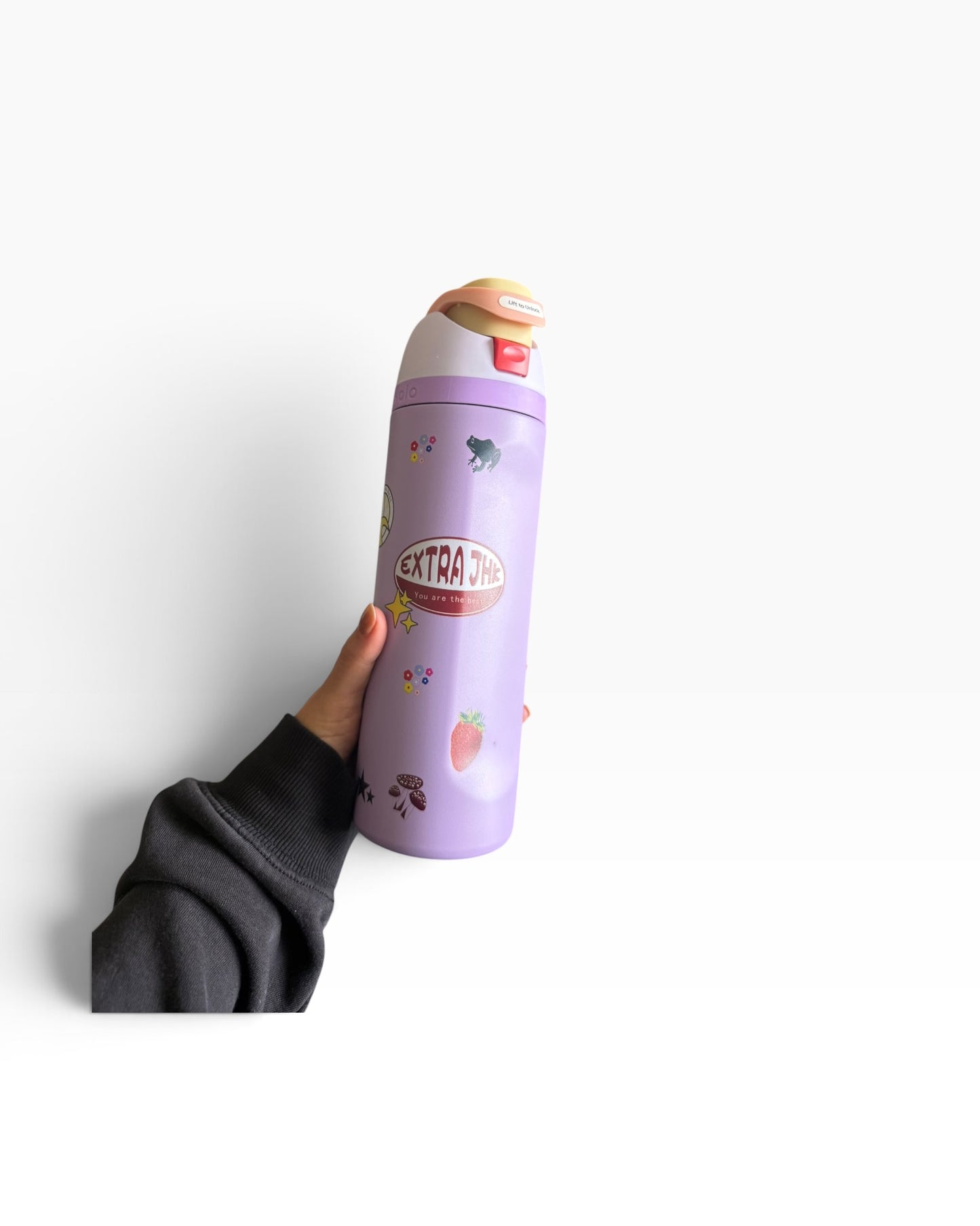 TERMO 24 OZ MORADO CON STICKERS