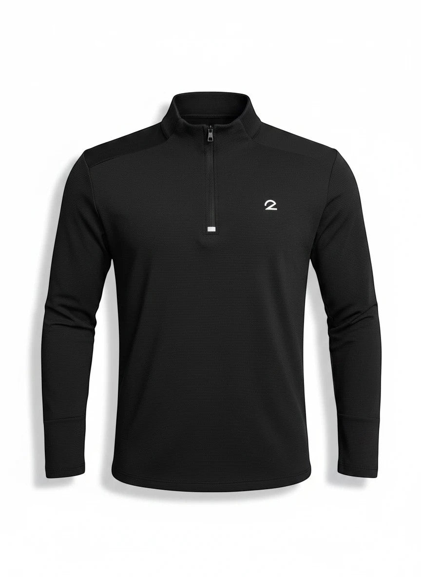 Chamarra deportiva Gifting.mx negra de running con cierre frontal de media cremallera y ajuste ergonómico