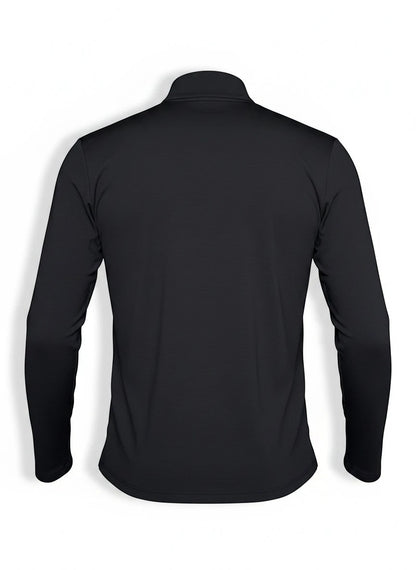 Vista trasera de chamarra deportiva negra para running Gifting.mx con ajuste cómodo y cuello alto